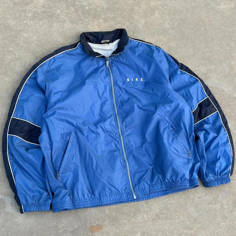 Vintage 90s Nike Embroidered Lined Windbreaker Lightweight Zip Boxy Fit Jacket